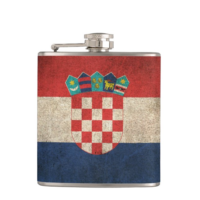 Vintage Distressed Flag of Croatia Flask (Front)