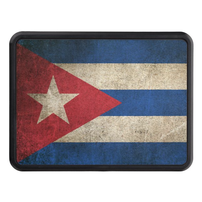 Vintage Distressed Flag of Cuba Hitch Cover (Front)