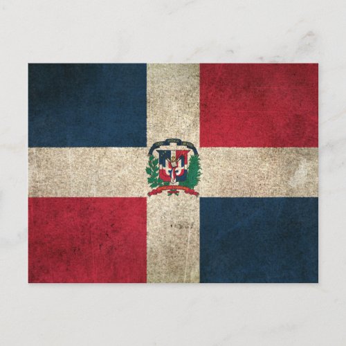 Vintage Distressed Flag of Dominican Republic Postcard