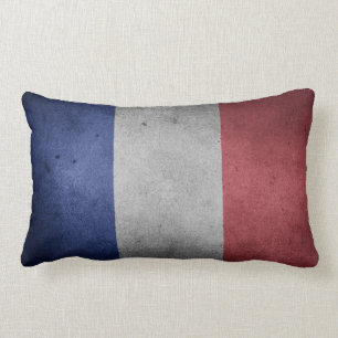 Vintage Distressed Flag of France Lumbar Pillow