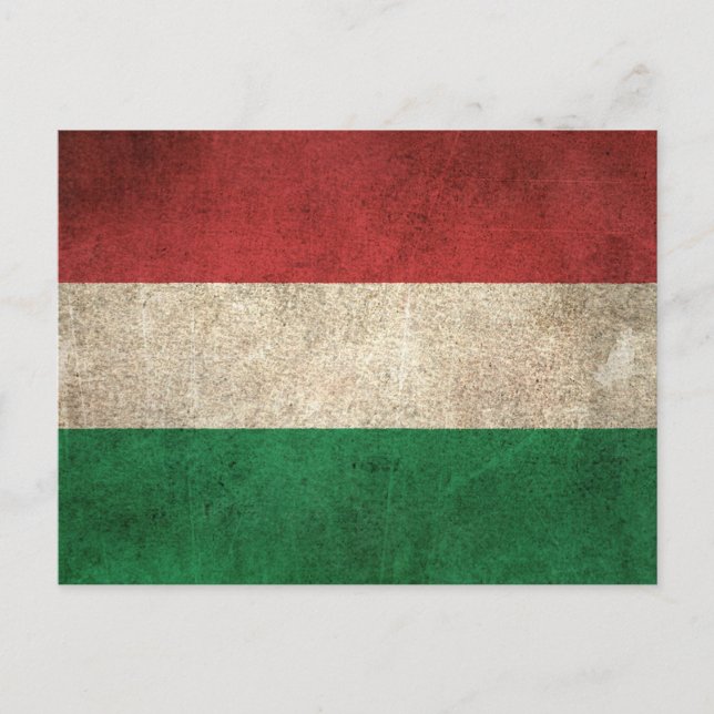 Vintage Distressed Flag of Hungary Postcard (Front)