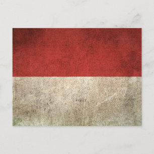 Vintage Distressed Flag of Indonesia Postcard