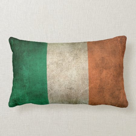 Vintage Distressed Flag Of Ireland Lumbar Pillow