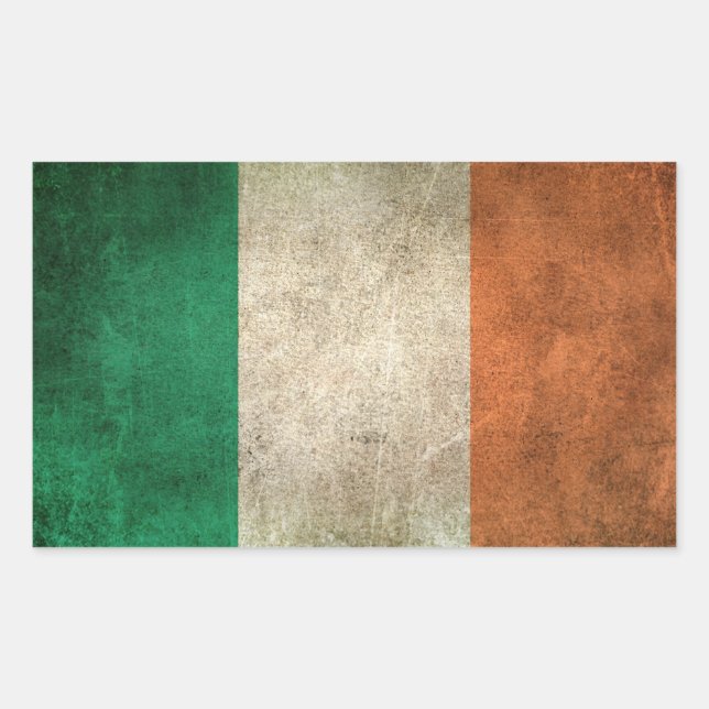Vintage Distressed Flag of Ireland Rectangular Sticker (Front)