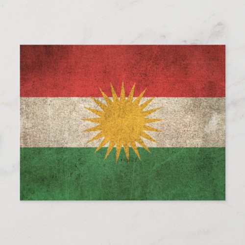 Vintage Distressed Flag of Kurdistan Postcard