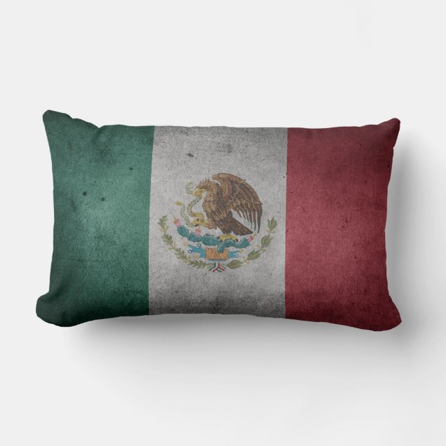 Vintage Distressed Flag of Mexico Lumbar Pillow (Front)
