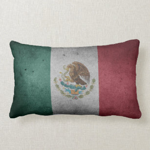 Vintage Distressed Flag of Mexico Lumbar Pillow