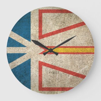 Vintage Distressed Flag Of Newfoundland Large Clock by UniqueFlags at Zazzle
