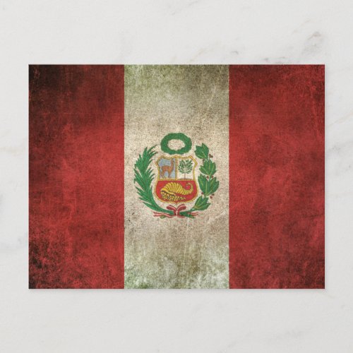 Vintage Distressed Flag of Peru Postcard