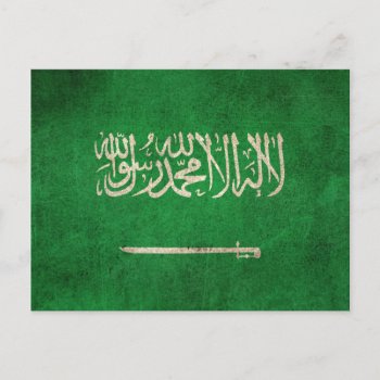 Vintage Distressed Flag Of Saudi Arabia Postcard by UniqueFlags at Zazzle