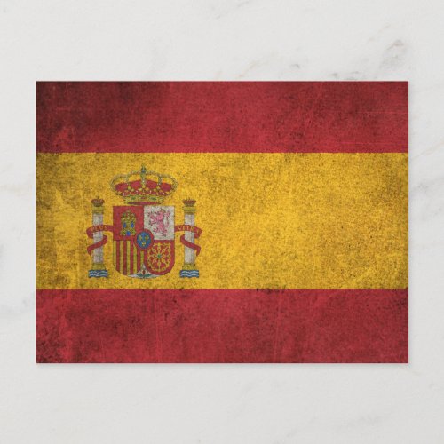 Vintage Distressed Flag of Spain Postcard