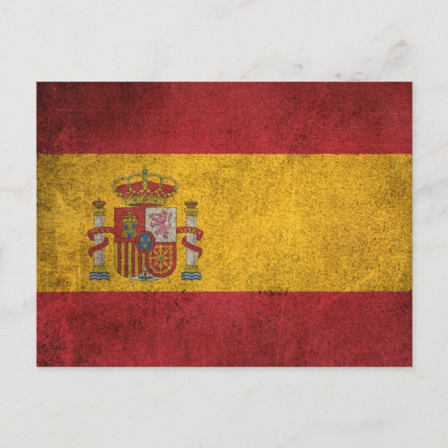 Vintage Distressed Flag of Spain Postcard (Front)
