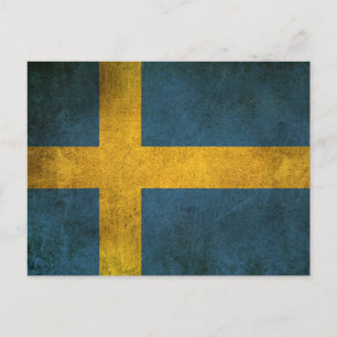 Vintage Distressed Flag of Sweden Postcard