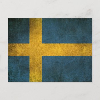 Vintage Distressed Flag Of Sweden Postcard by UniqueFlags at Zazzle