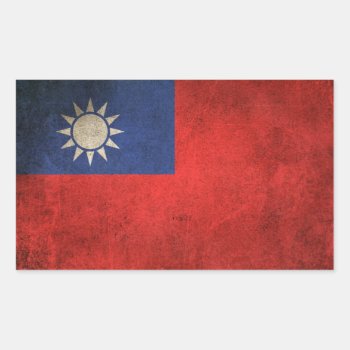 Vintage Distressed Flag Of Taiwan Rectangular Sticker by UniqueFlags at Zazzle