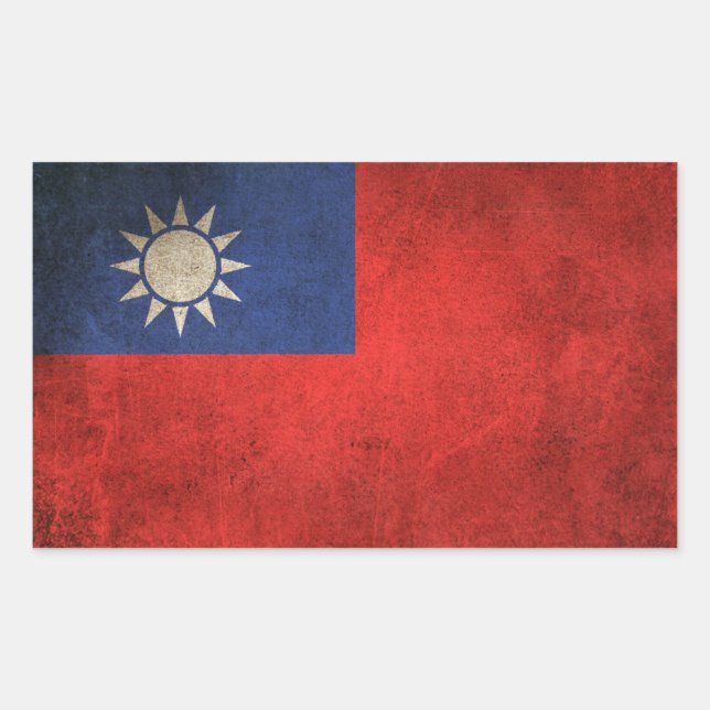 Vintage Distressed Flag of Taiwan Rectangular Sticker (Front)