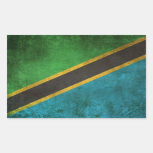 Vintage Distressed Flag of Tanzania Rectangular Sticker