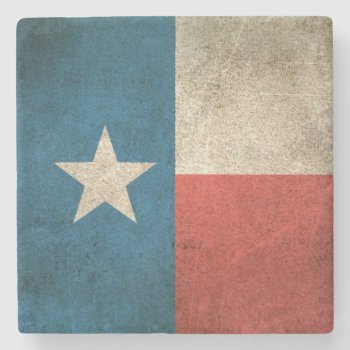 Vintage Distressed Flag Of Texas Stone Coaster by UniqueFlags at Zazzle