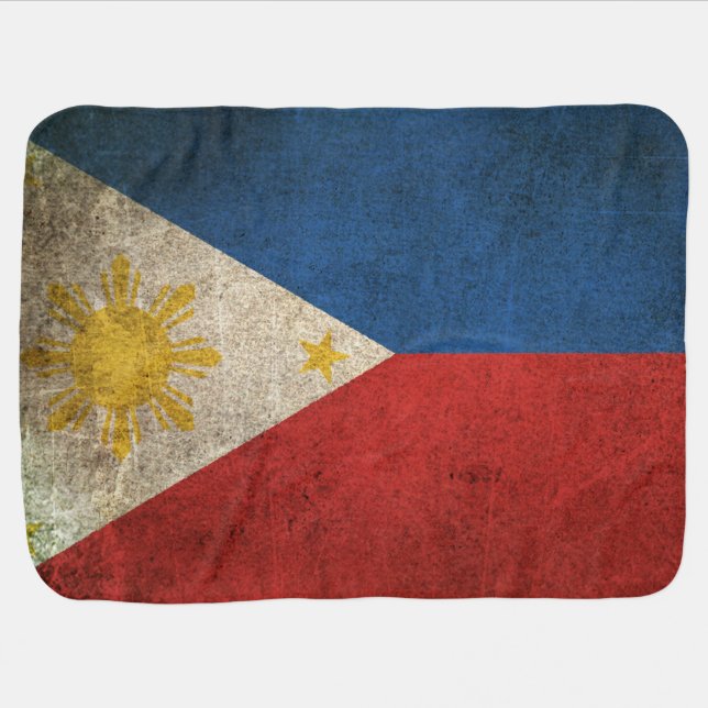 Vintage Distressed Flag of The Philippines Stroller Blanket (Horizontal)