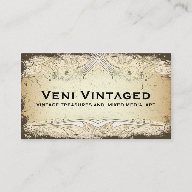 Vintage Distressed Floral Business Cards (Front)