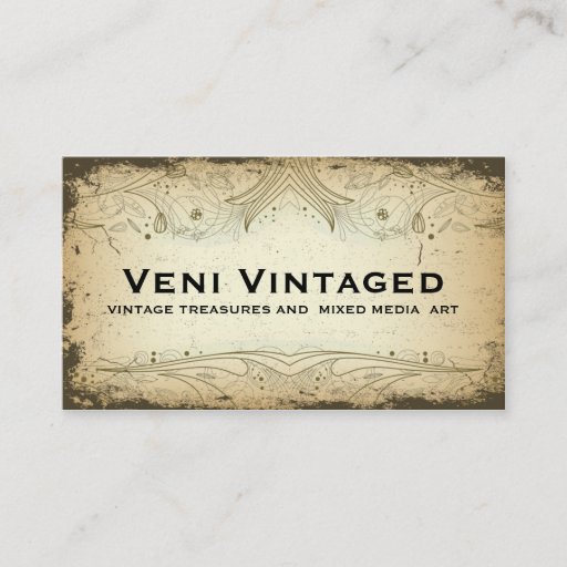 Customizable Vintage Distressed Floral Business Cards