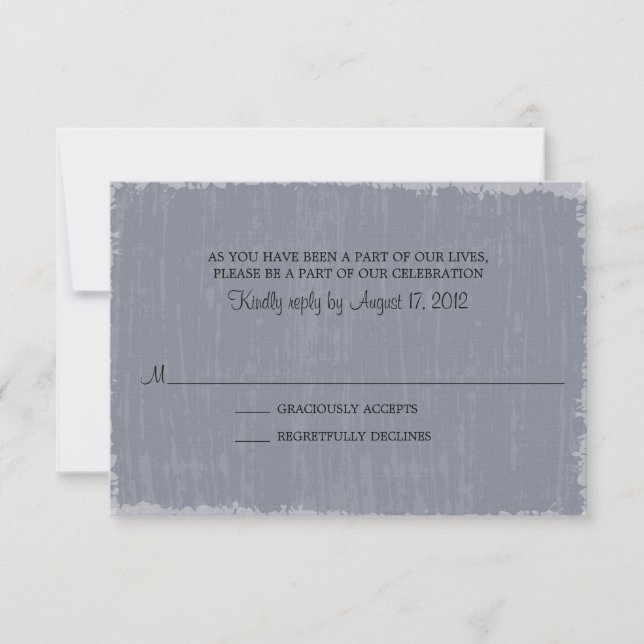 Vintage Distressed Gray RSVP Card (Front)