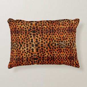 Vintage Distressed Grunge Cheetah Animal Print Accent Pillow