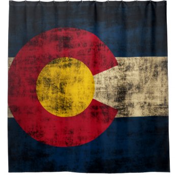 Vintage Distressed Grunge Flag Of Colorado Shower Curtain by clonecire at Zazzle