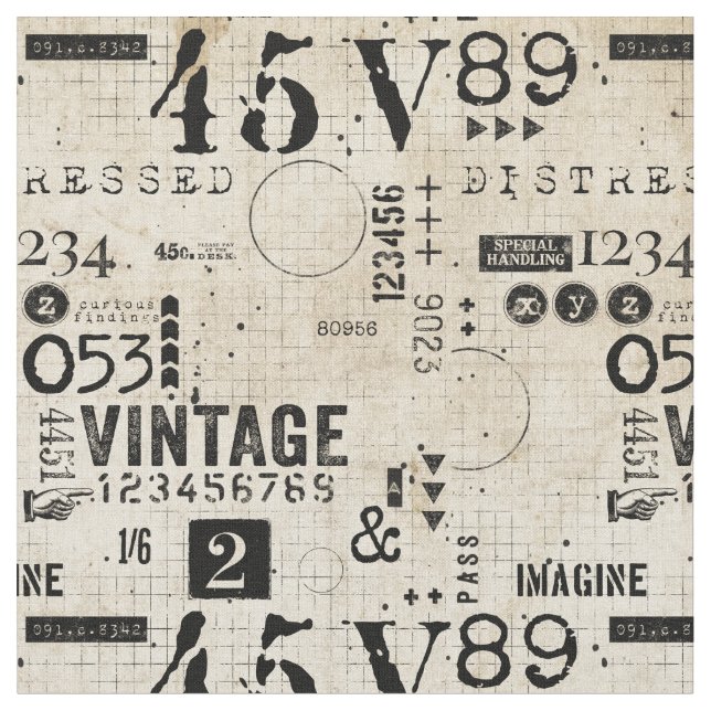 Vintage Distressed Grunge seamless pattern Fabric (Close Up)