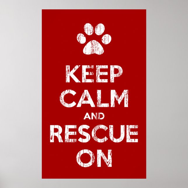 Vintage Distressed Keep Calm And Rescue On Poster (Front)