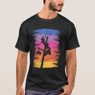 Vintage Distressed Lineman Power Pole Cable Linema T-Shirt