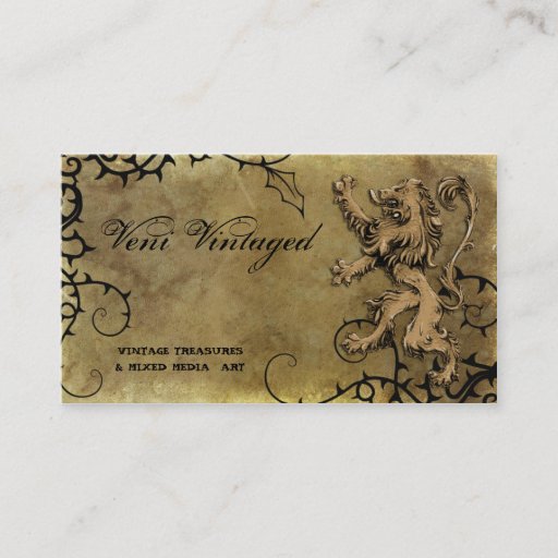 Customizable Vintage Distressed Lion &amp; Thorns Business Cards