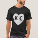 Vintage Distressed Love Kansas City Kc Heart Print T-Shirt