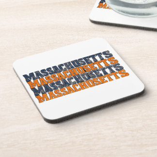 Vintage Distressed Massachusetts Stacked Typograph Beverage Coaster