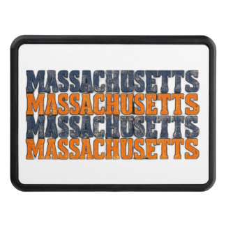 Vintage Distressed Massachusetts Stacked Typograph Hitch Cover