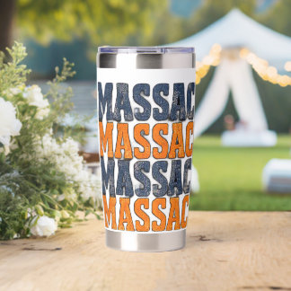 Vintage Distressed Massachusetts Stacked Typograph Insulated Tumbler
