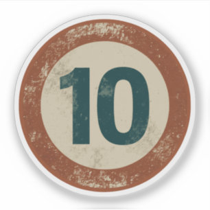 Vintage Distressed Number 10 Sticker