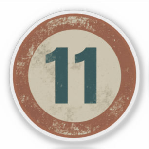 Vintage Distressed Number 11 Sticker