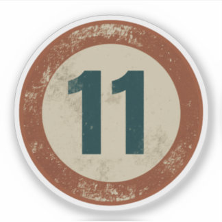 Vintage Distressed Number 11 Sticker