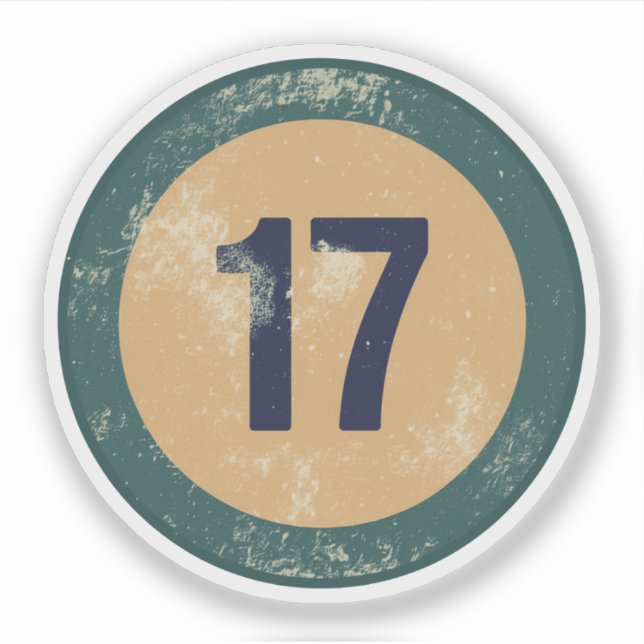 Vintage Distressed Number 17 Sticker (Front)
