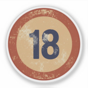 Vintage Distressed Number 18 Sticker