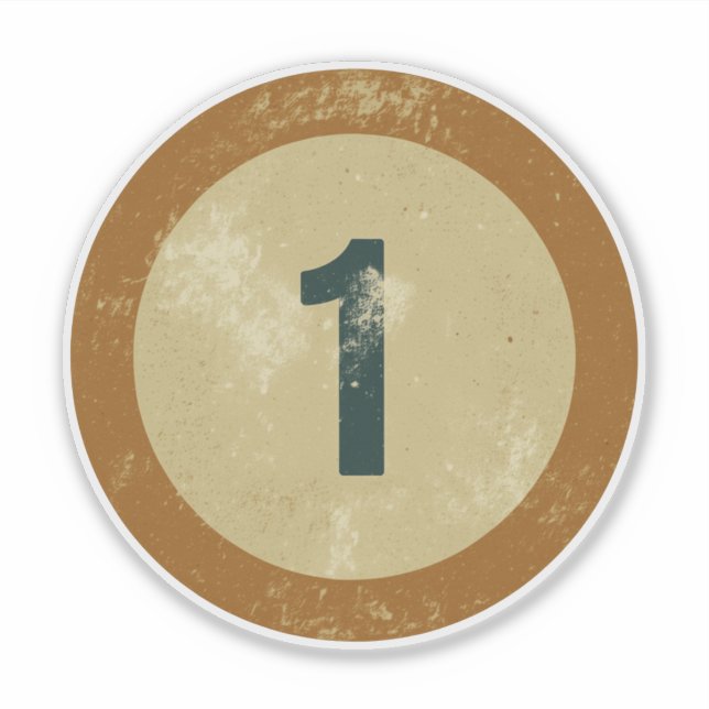 Vintage Distressed Number 1 Sticker (Front)