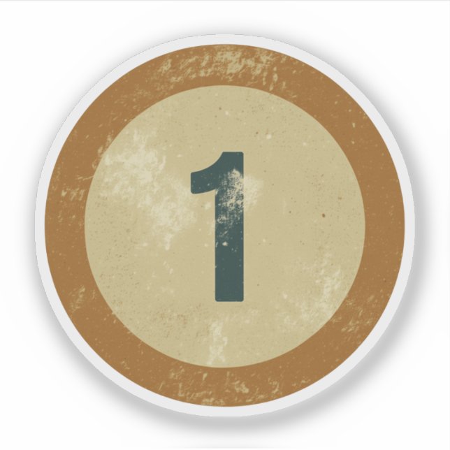 Vintage Distressed Number 1 Sticker (Front)