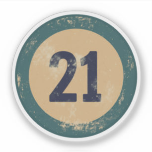 Vintage Distressed Number 21 Sticker