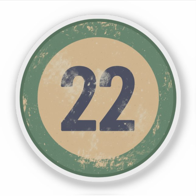 Vintage Distressed Number 22 Sticker (Front)