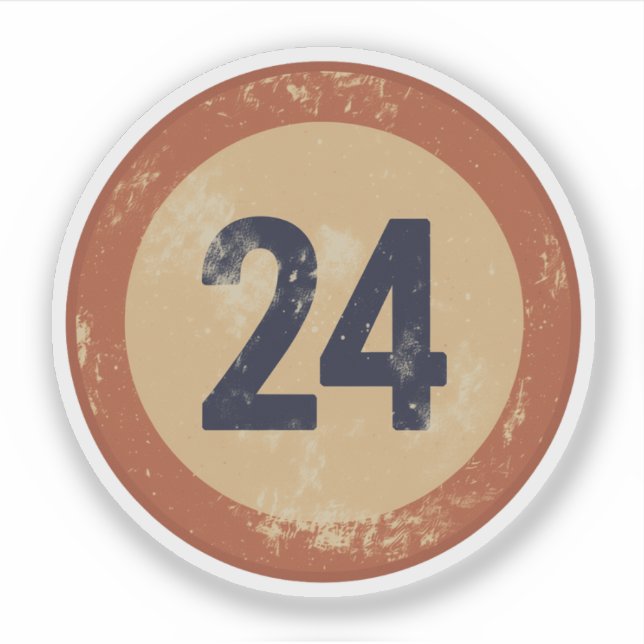 Vintage Distressed Number 24 Sticker (Front)