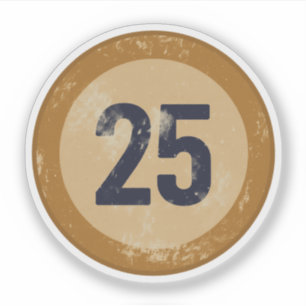 Vintage Distressed Number 25 Sticker