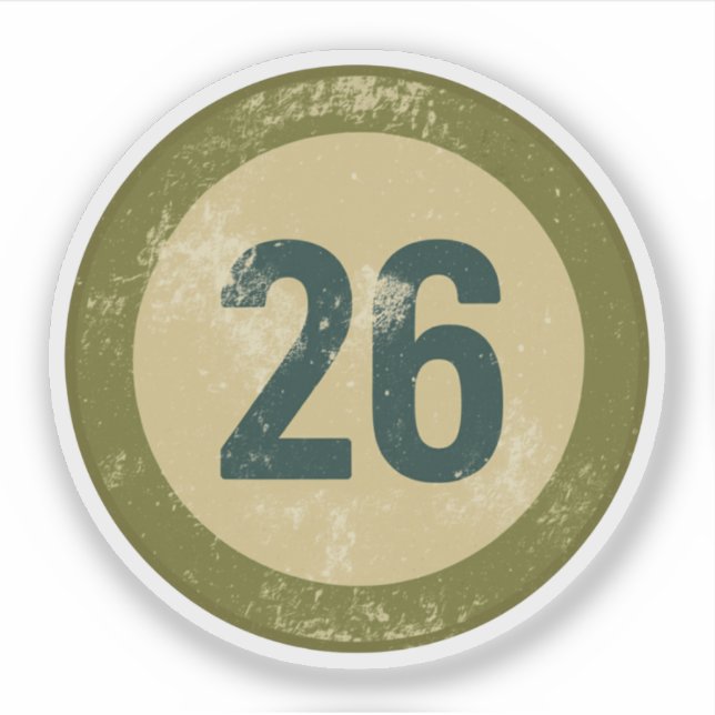 Vintage Distressed Number 26 Sticker (Front)