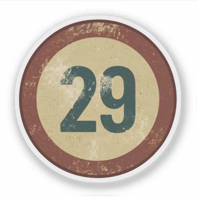 Vintage Distressed Number 29 Sticker (Front)