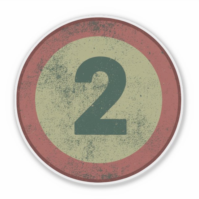 Vintage Distressed Number 2 Sticker (Front)